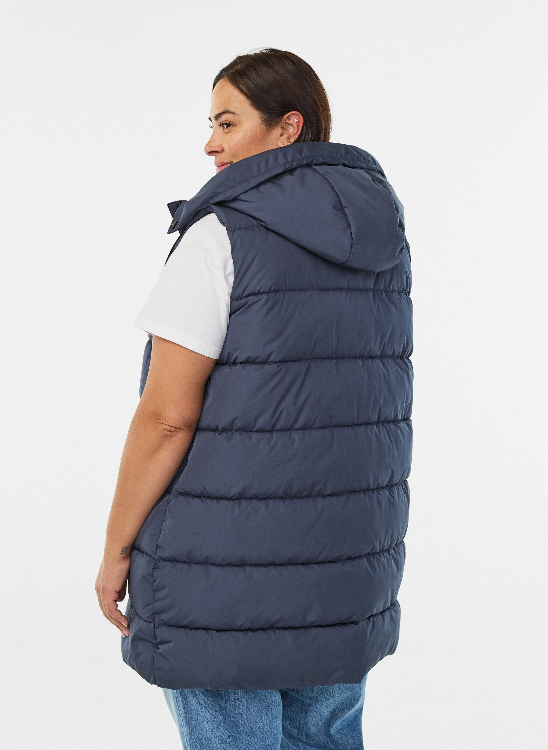 ZizziL&aring;ng v&auml;st med huva och fickor, Bl&aring;, Model image number 2