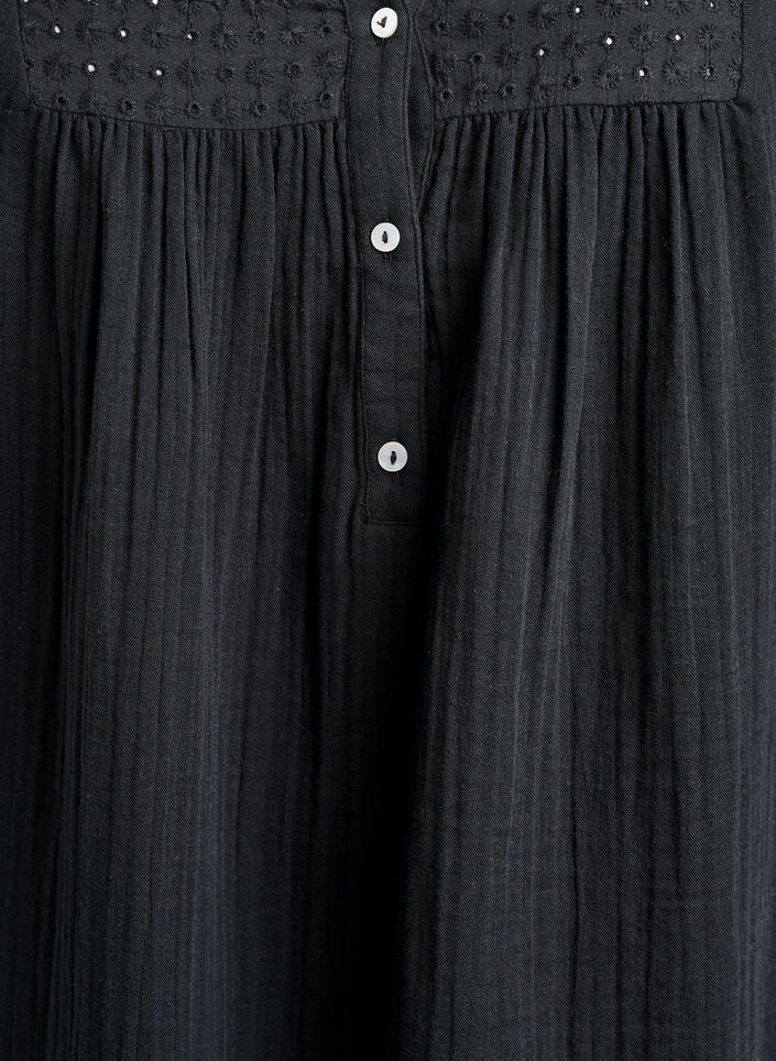Tunika i bomullsmuslin med broderie anglaise, Svart, Packshot image number 2