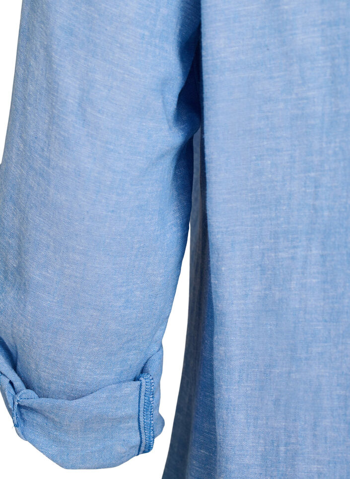 L&aring;ng skjorta i linne och viskos, Bl&aring;, Packshot image number 3