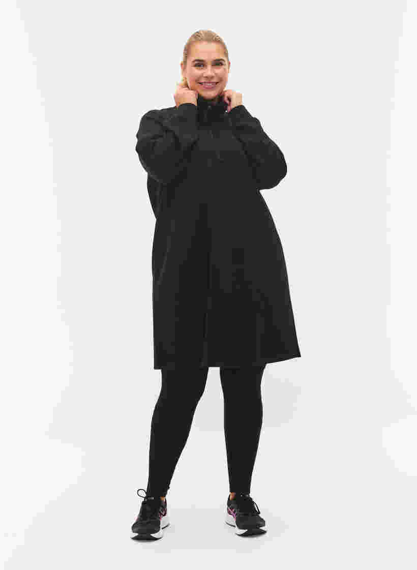 Sweatshirtklänning med hög krage, Black, Model image number 2