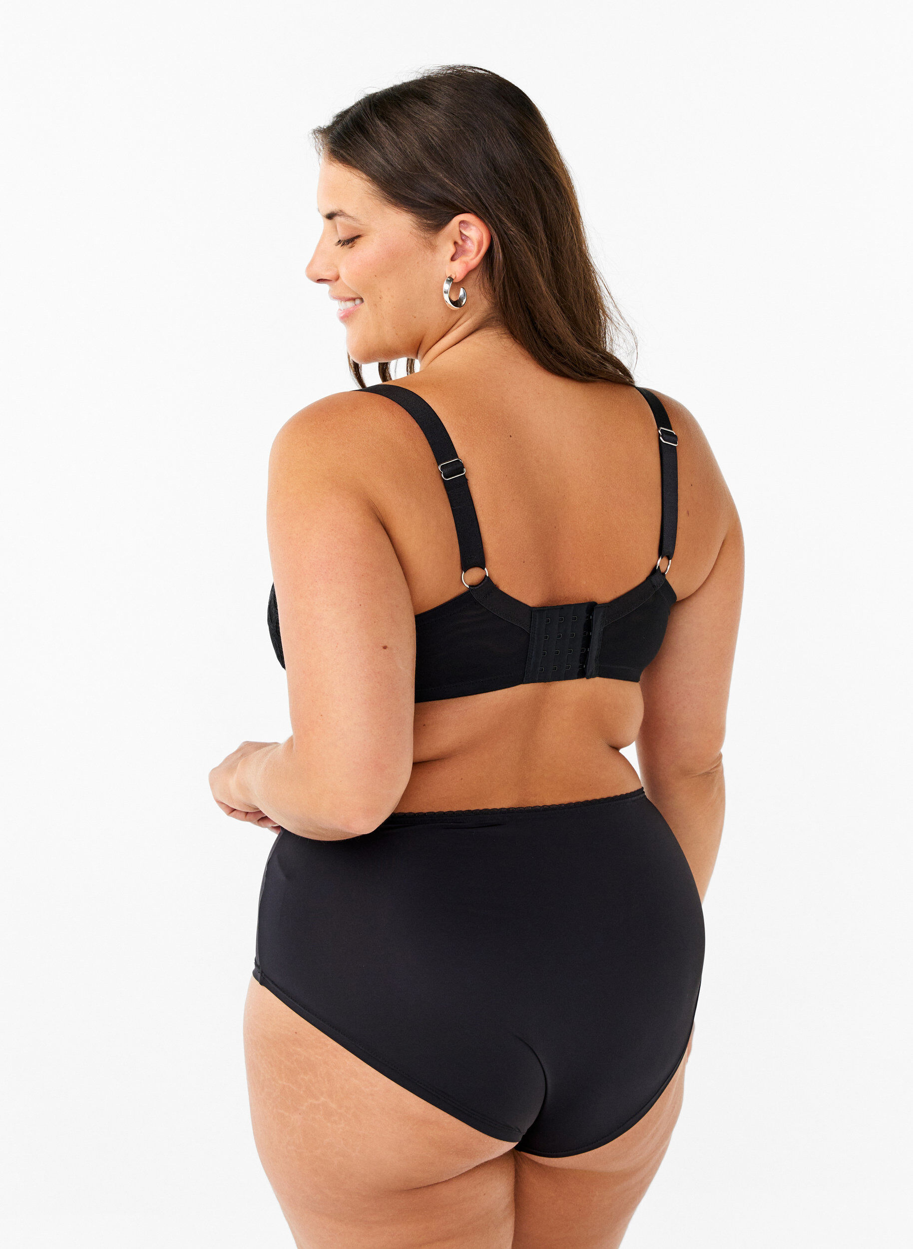 Zizzi Trosor i microfiber med spetsdetaljer, Black, Model image number 1