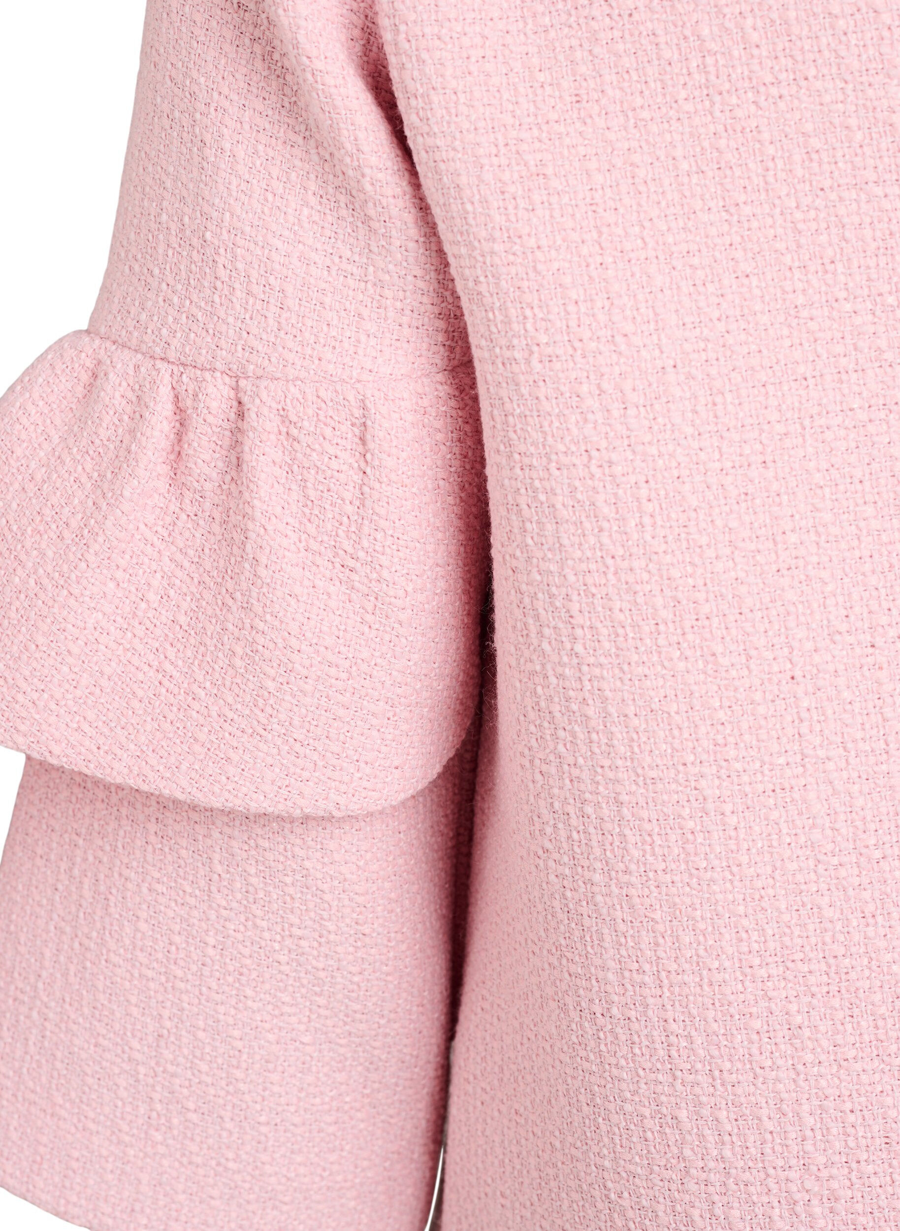 ZizziJacka i boucl&eacute; med volangdetaljer, Rosa, Packshot image number 4