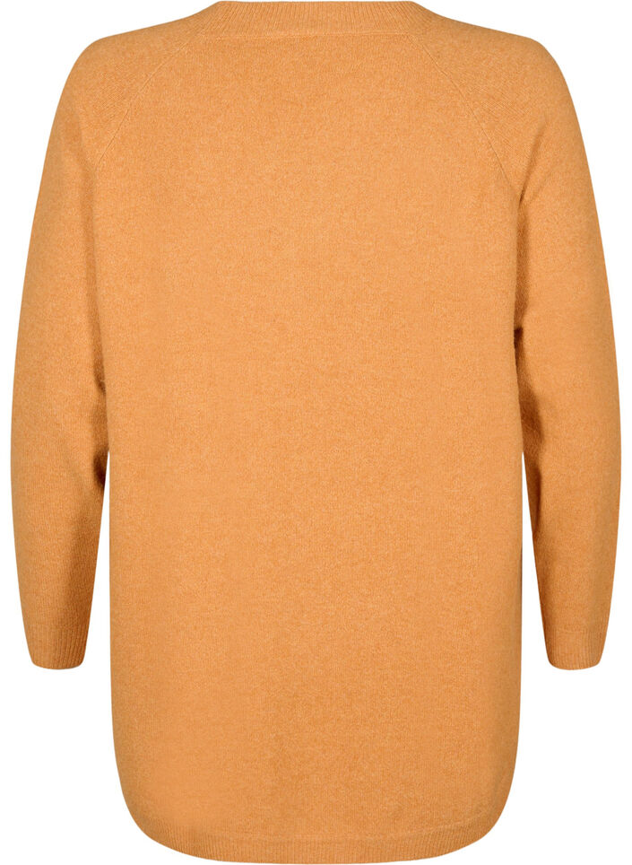 Stickad blus med pärldetaljer, Yam White Mel., Packshot image number 1