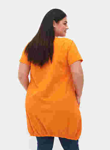 Kortärmad klänning i bomull, Orange Tiger, Model image number 1