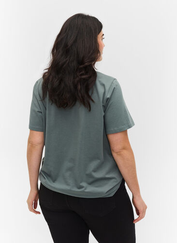 Kortärmad bomulls t-shirt med tryck, Sea Pine W. Silver, Model image number 1