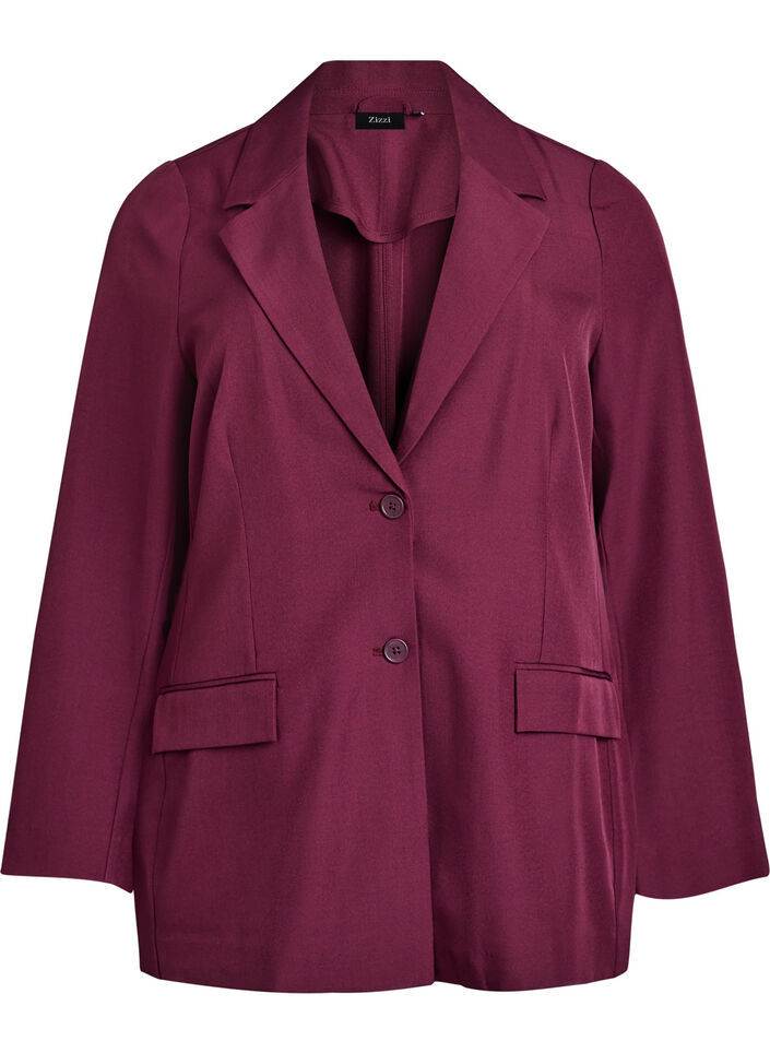 Blazer med fickor och slitsar, M&ouml;rk Bordeaux, Packshot image number 0