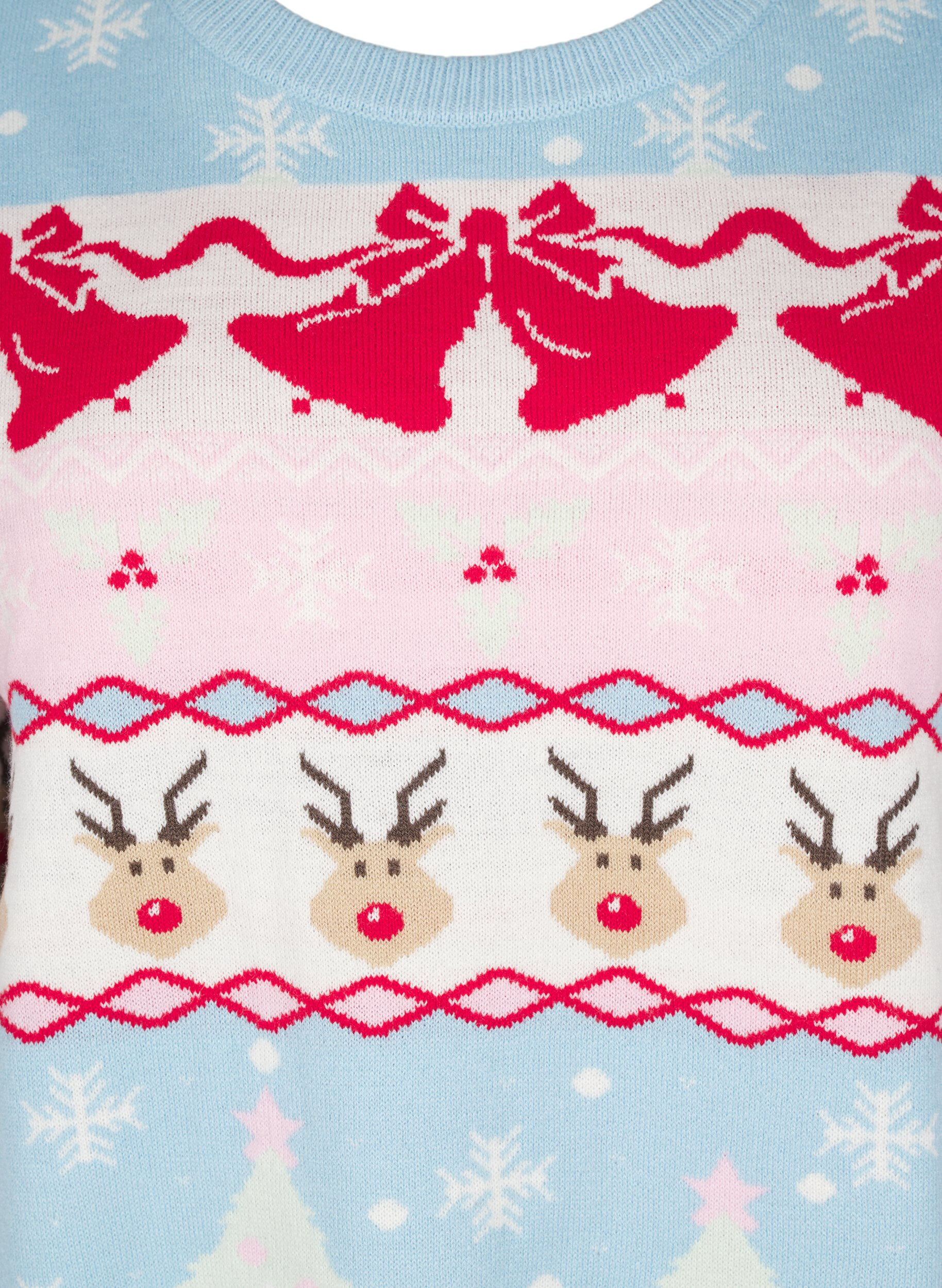 Zizzi Julstickad tr&ouml;ja, Cerulean Comb, Packshot image number 2