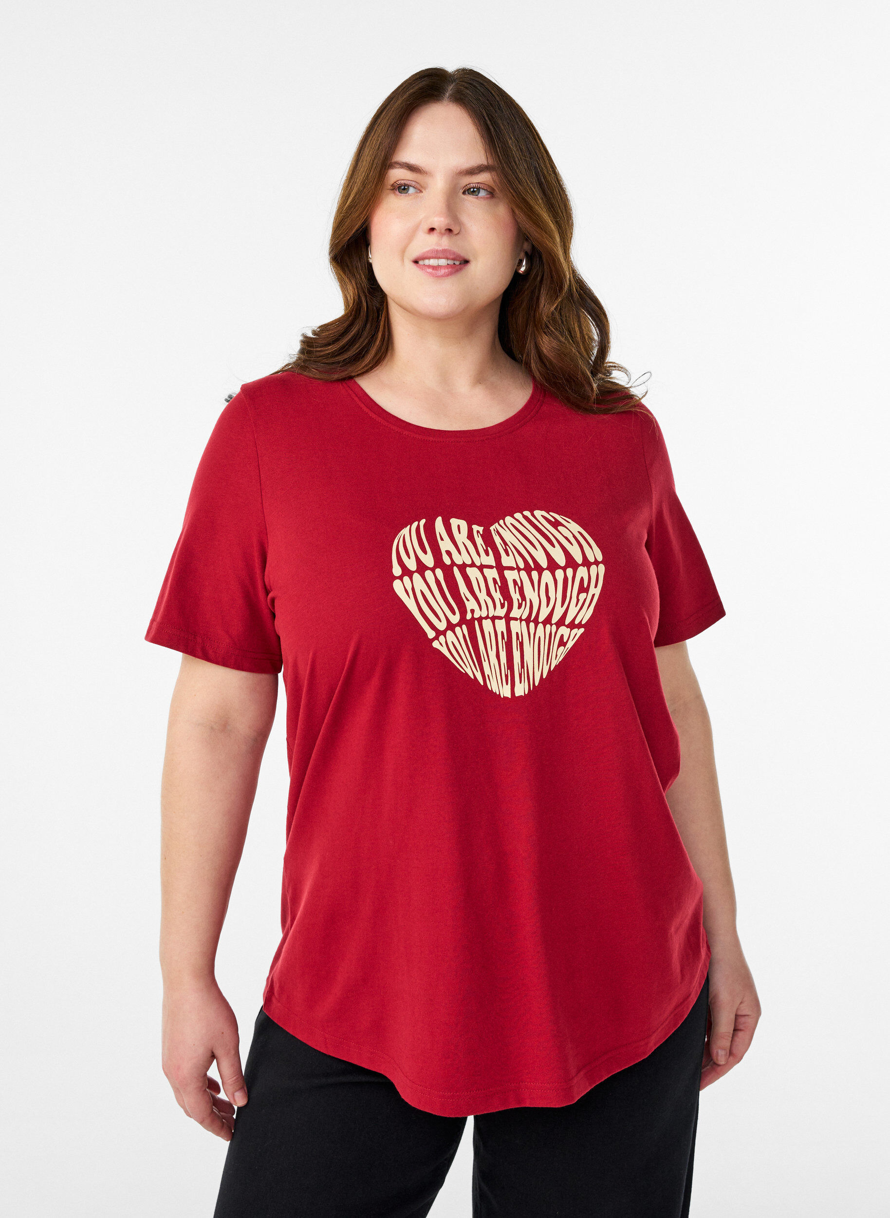 ZizziT-shirt med tryck, R&ouml;d, Model image number 0