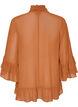 Blus med knytband och volangdetaljer, Brun, Packshot image number 1