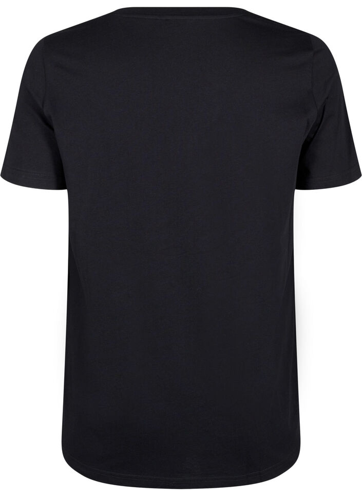 T-shirt i bomull med tryck, Black w. Silverlion, Packshot image number 1