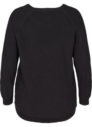Stickad tröja med rund hals, Black, Packshot image number 1