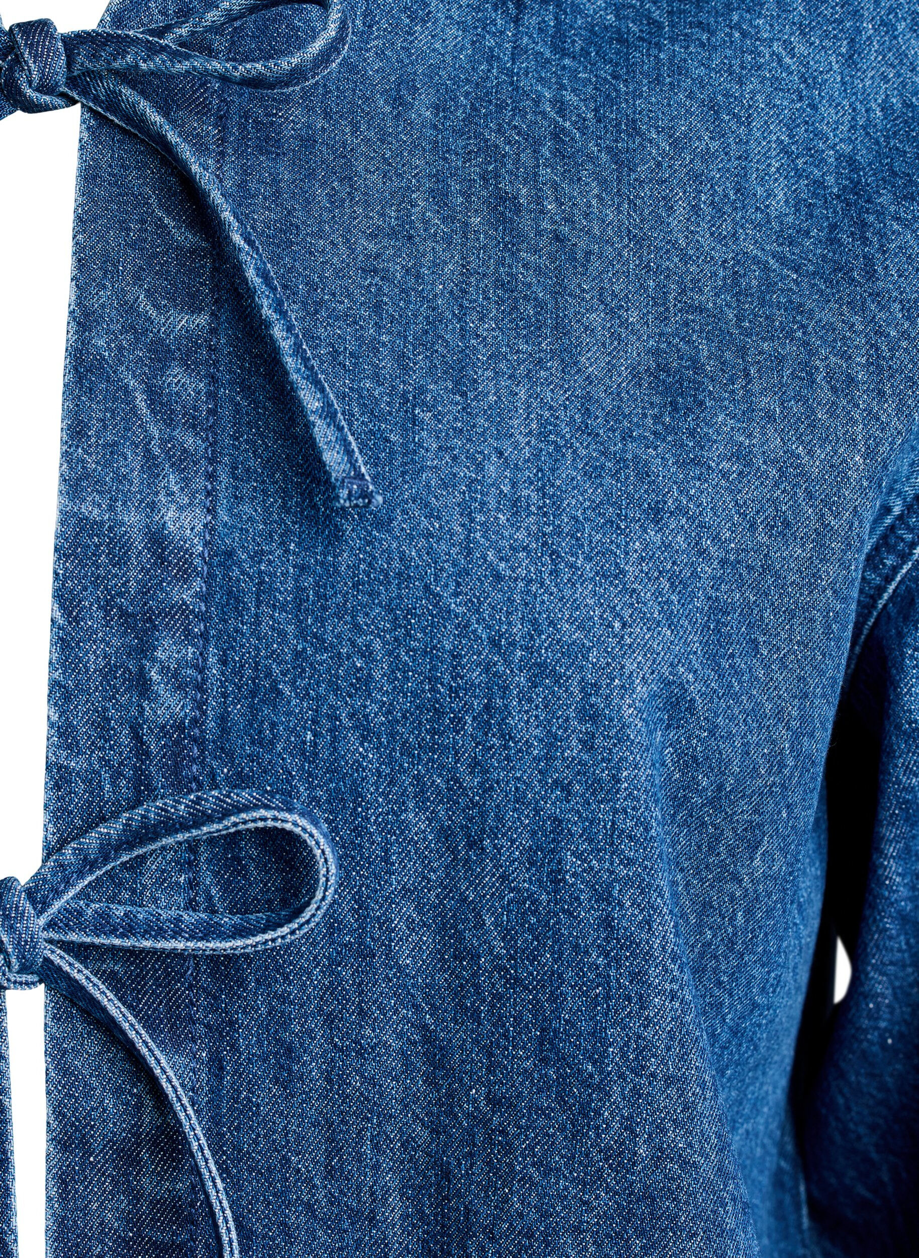 Zizzi Jeansjacka med knytning och fickor, Blue Denim, Packshot image number 2