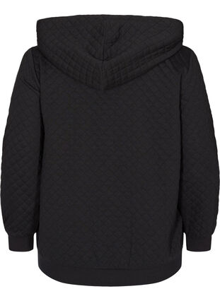 Huvtröja i sweatshirtmaterial med quiltat mönster, Black, Packshot image number 1