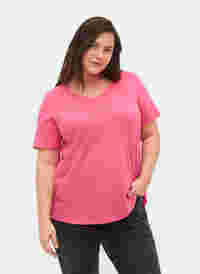 Enfärgad t-shirt i bomull, Hot Pink, Model