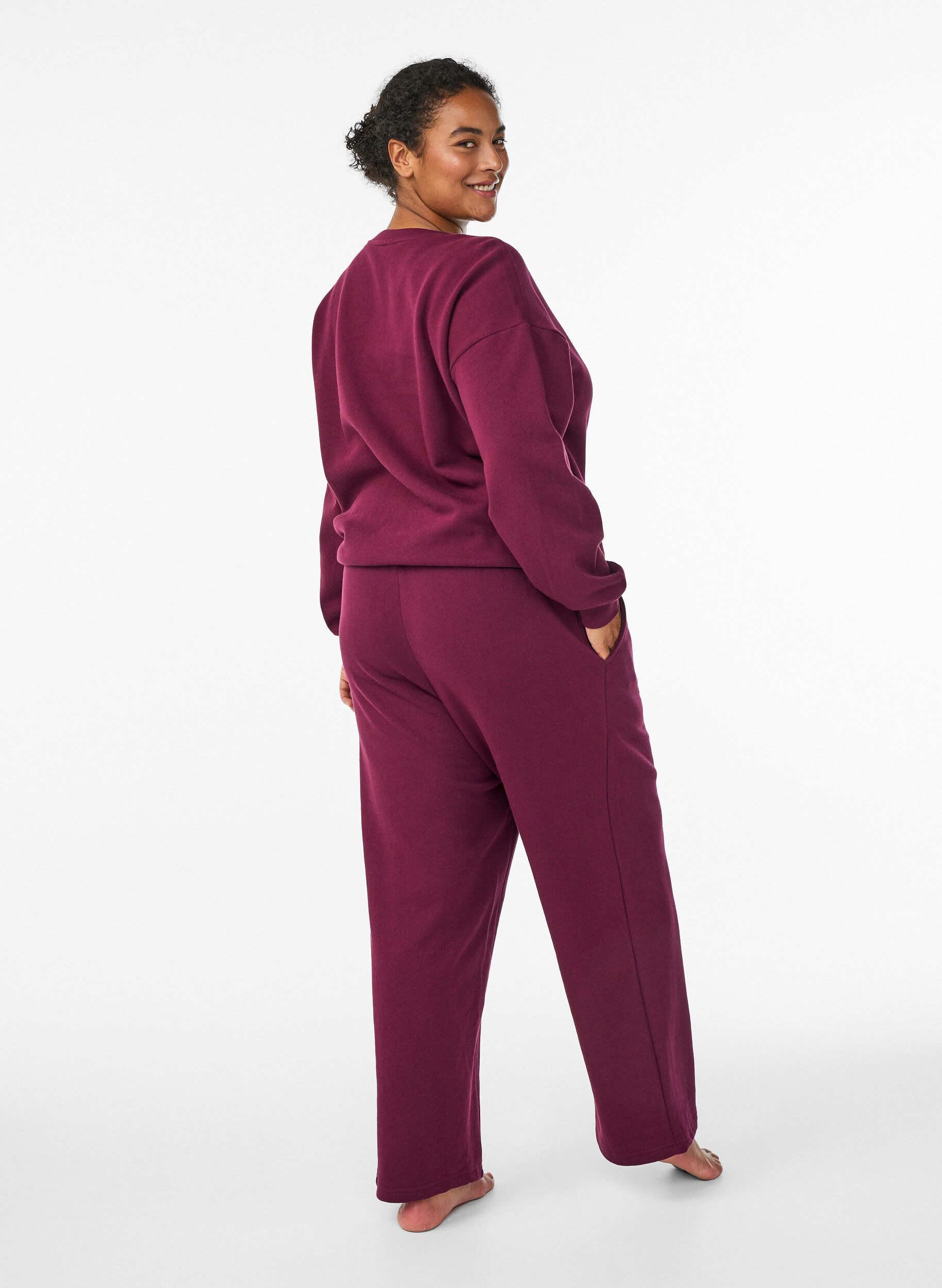 ZizziMjukisbyxor med fickor, M&ouml;rk Bordeaux, Model image number 1