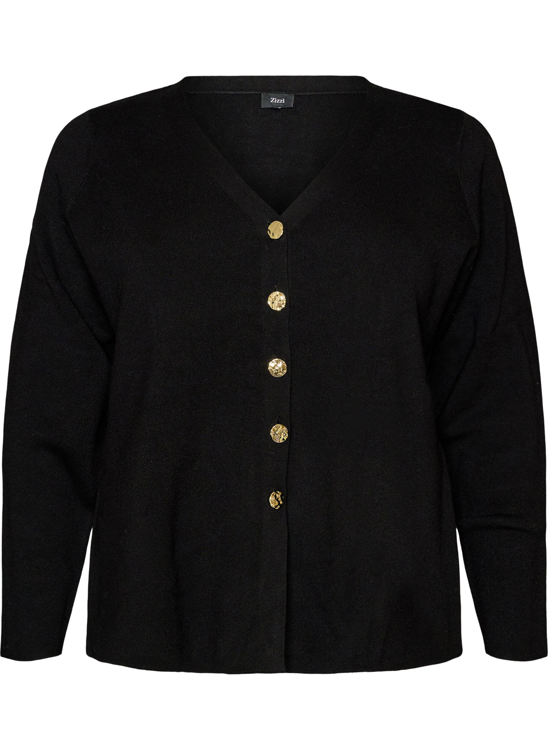 Finstickad cardigan med dekorativa knappar