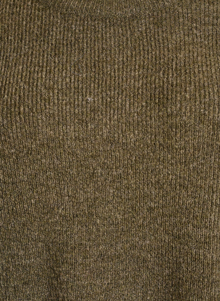 Melerad stickad blus med rund hals, Grön, Packshot image number 2