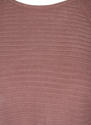 Stickad tröja med struktur och rund hals, Rose Taupe, Packshot image number 2