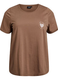 T-shirt med tryck, Brun