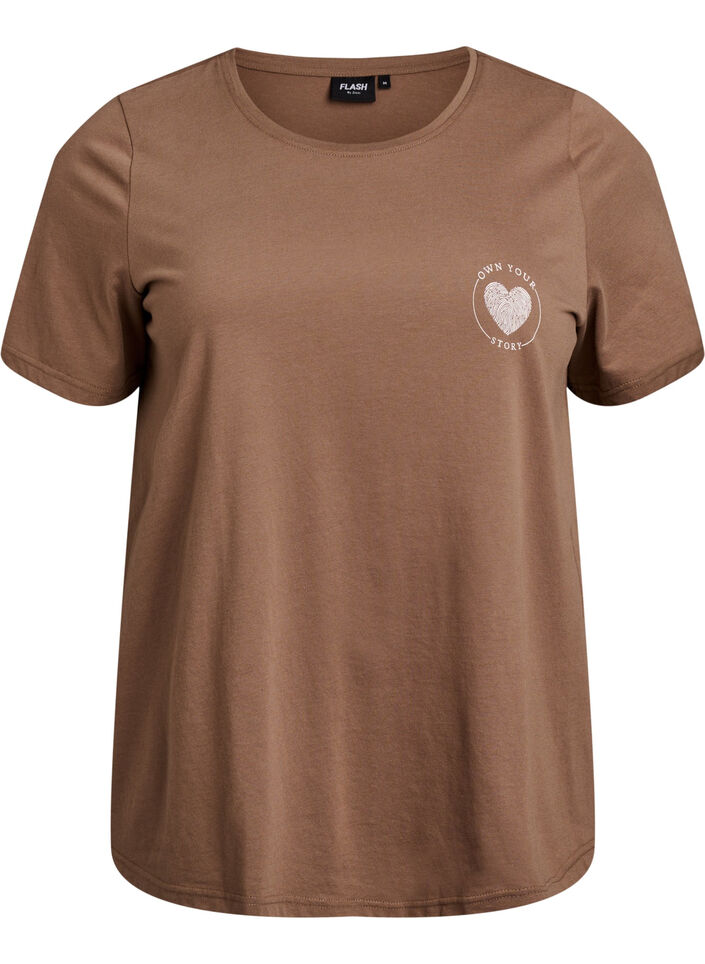 T-shirt med tryck, Brun, Packshot image number 0