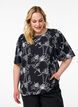 Kort&auml;rmad blus med broderat m&ouml;nster, Svart, Model image number 0