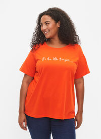 T-shirt från FLASH med tryck, Orange.com, Model
