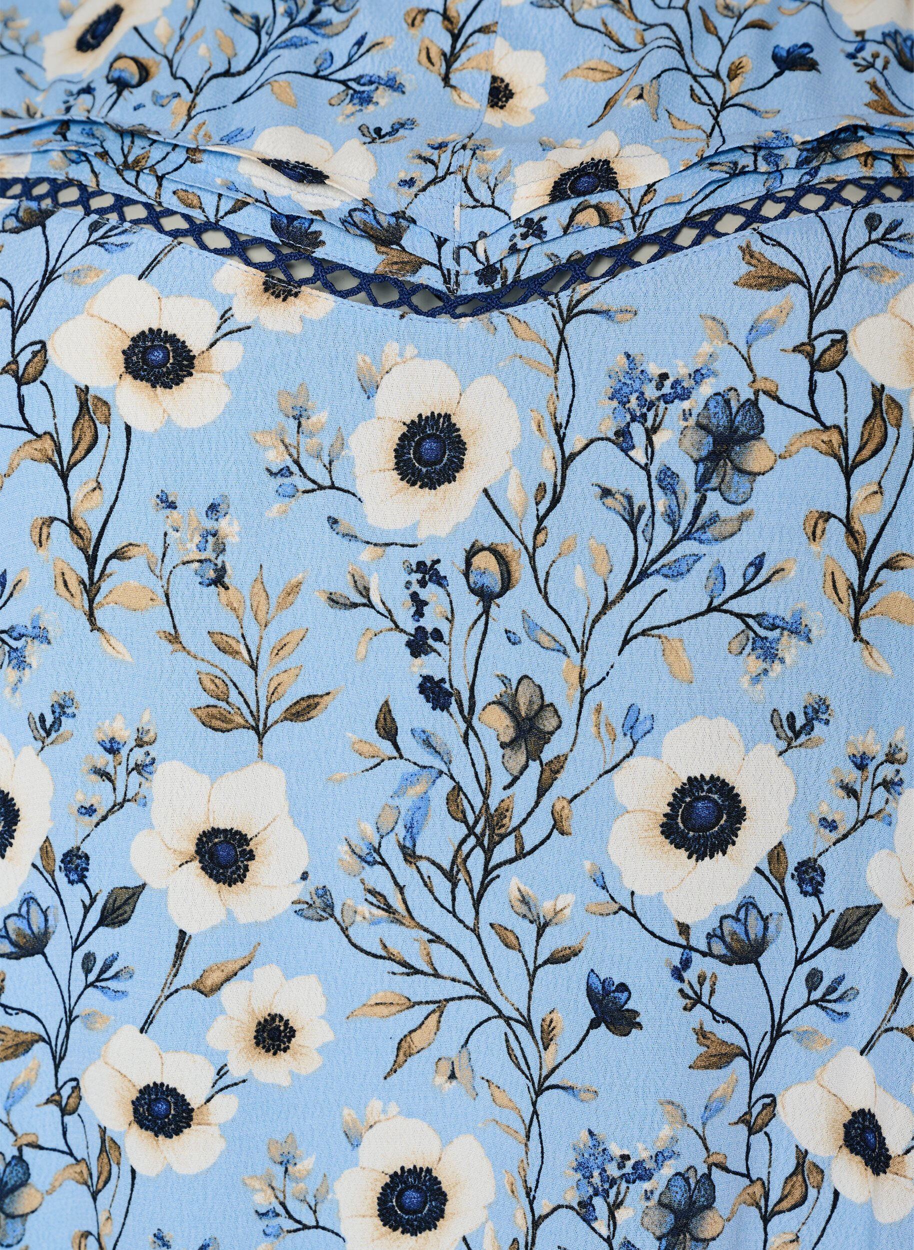 ZizziBlommig blus med korta &auml;rmar, Bl&aring;, Packshot image number 2