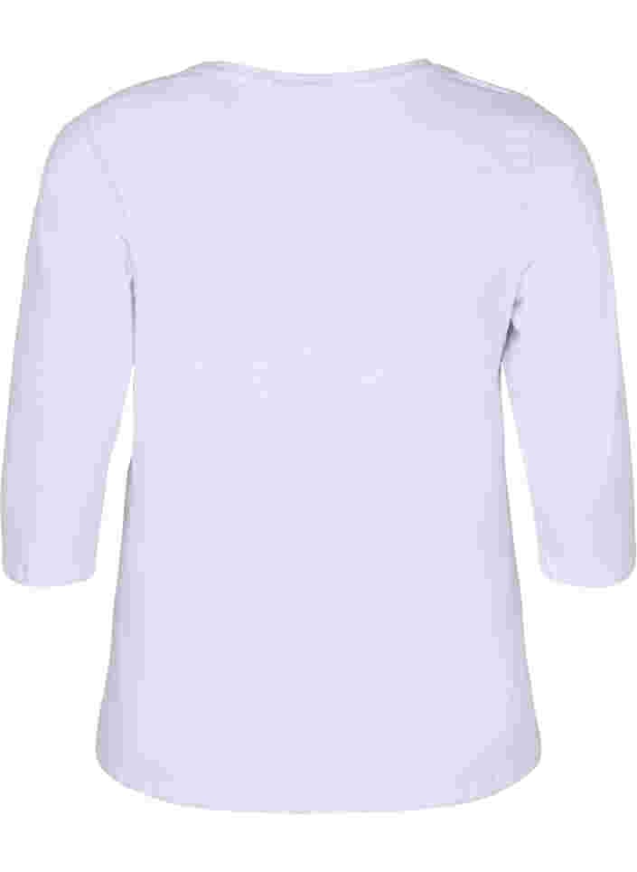 Bomullströja med 3/4-ärmar, Bright White, Packshot image number 1