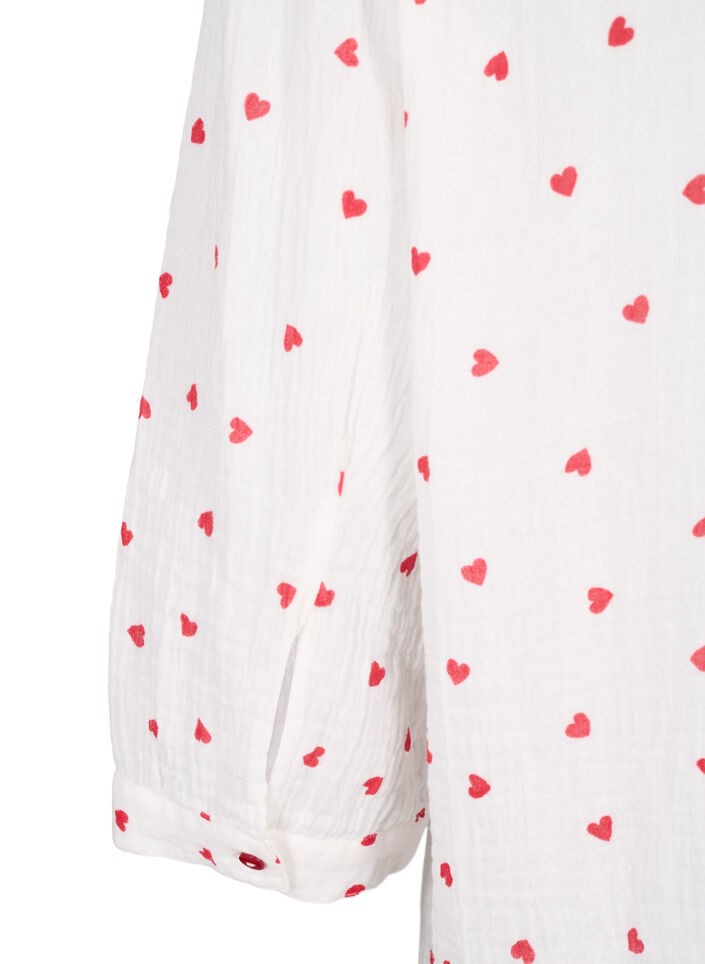 Skjortblus med trekvartsärmar, Vit, Packshot image number 3