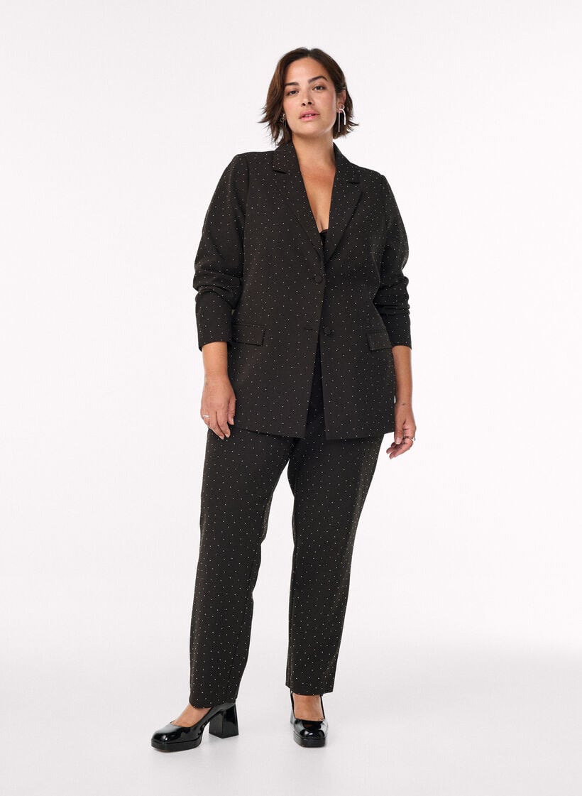 Blazer med strasstenar, Svart, Model image number 1