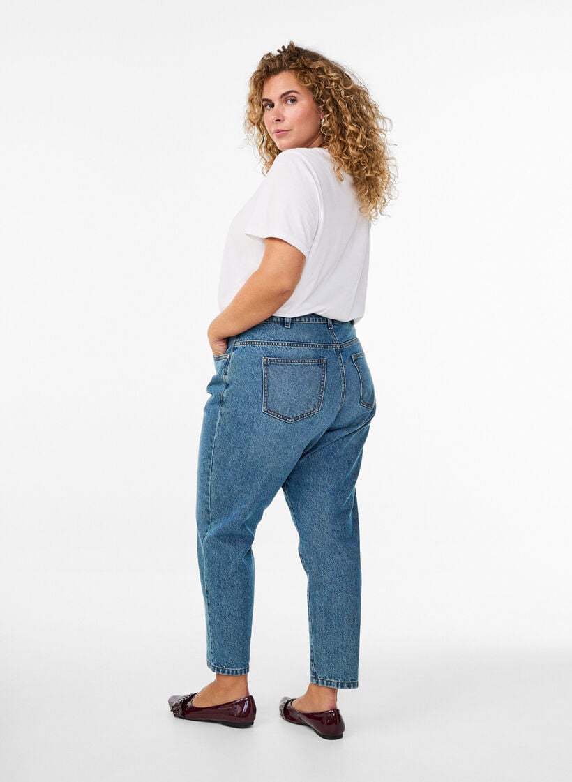Mille mom jeans med h&ouml;g midja, Bl&aring;, Model image number 1