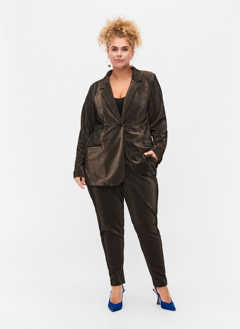 Maddison-byxor med glitter, Black w. Lurex, Model image number 0