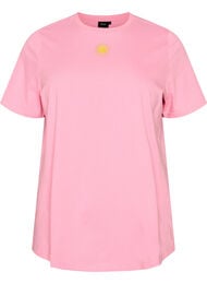 T-shirt i ekologisk bomull med textmotiv, Rosa