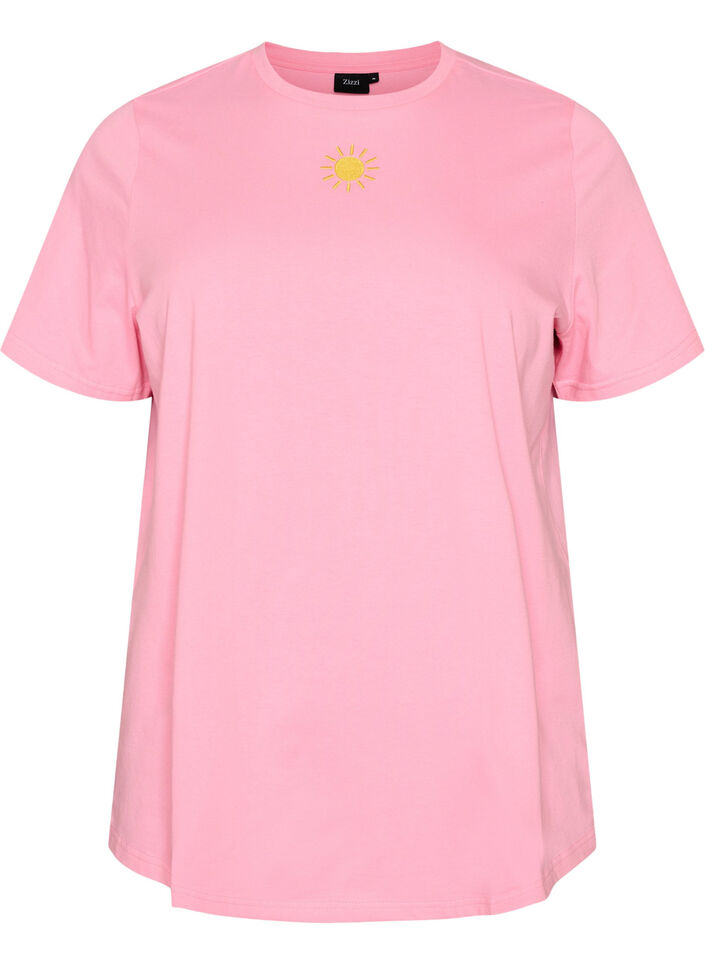 T-shirt i ekologisk bomull med textmotiv, Rosa, Packshot image number 0