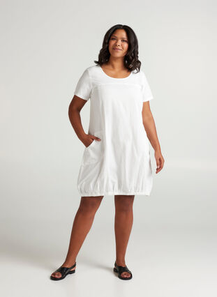 Klänning med fickor , Bright White, Model image number 2