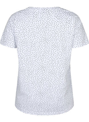Bomulls t-shirt med prickar och v-ringning, B.White/Black Dot, Packshot image number 1