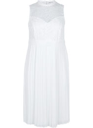 Ärmlös brudklänning med spets och plisserad kjol , Star White