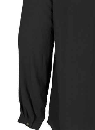 Skjortblus med v-ringning och knappar, Black, Packshot image number 3