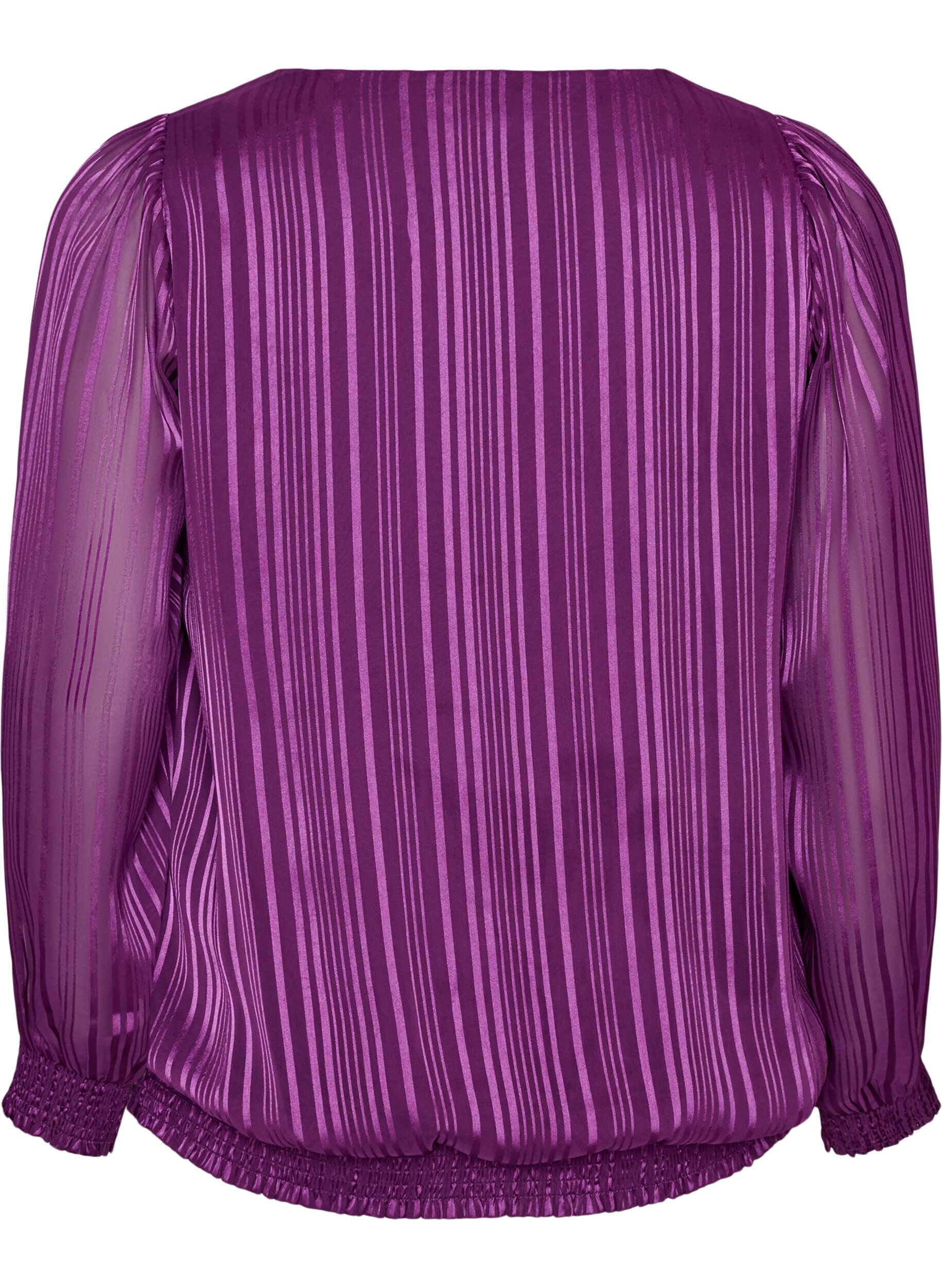 ZizziRandig blus med ballongform, Lila, Packshot image number 1