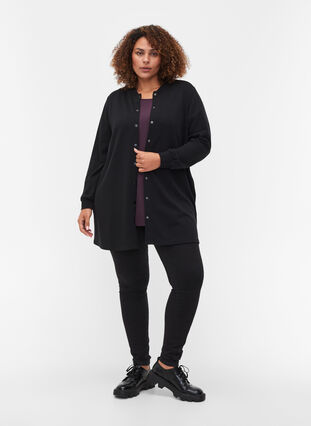 Sweatshirtjacka med knappar, Black, Model image number 2