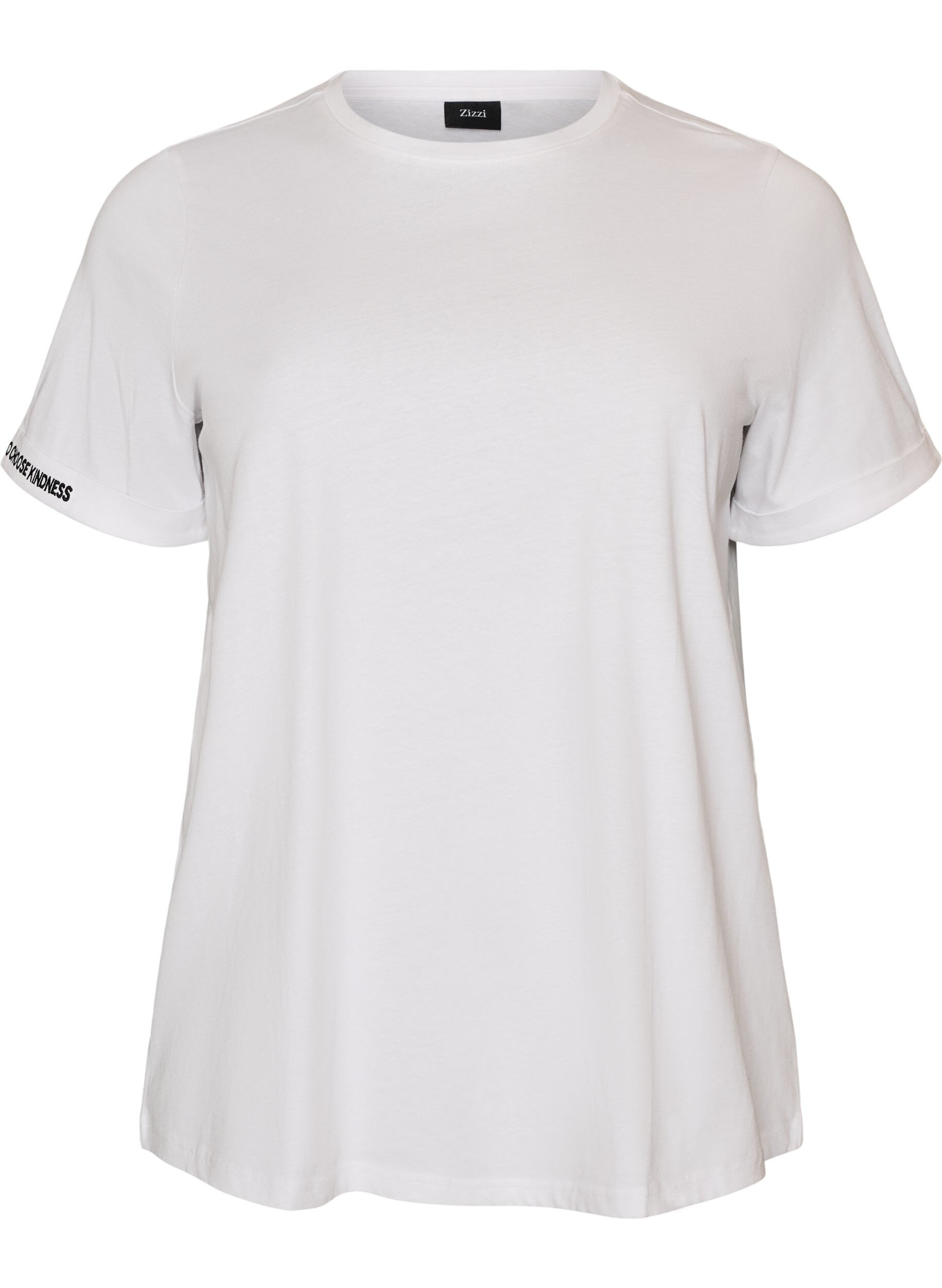 ZizziT-shirt i bomull med broderad text, Vit, Packshot image number 0