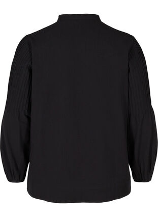 Långärmad blus i bomull, Black, Packshot image number 1