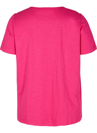 Kortärmad t-shirt med broderi anglaise, Fuchsia Purple, Packshot image number 1