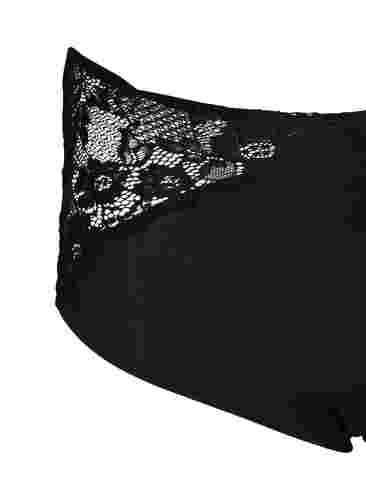 Midjehöga trosor med spets, Black, Packshot image number 2