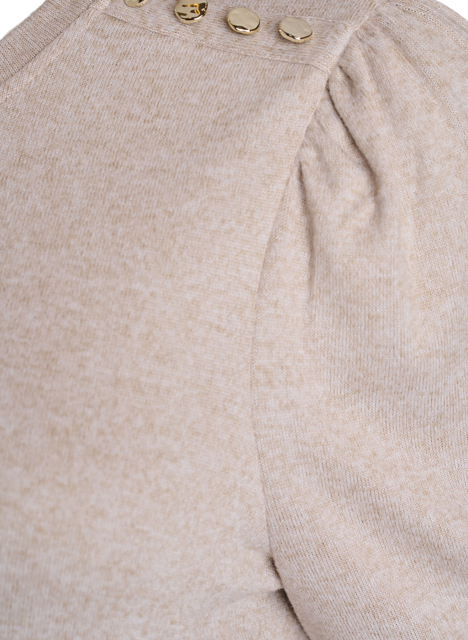 ZizziBlus med knappdetalj och korta puff&auml;rmar, Beige, Packshot image number 3