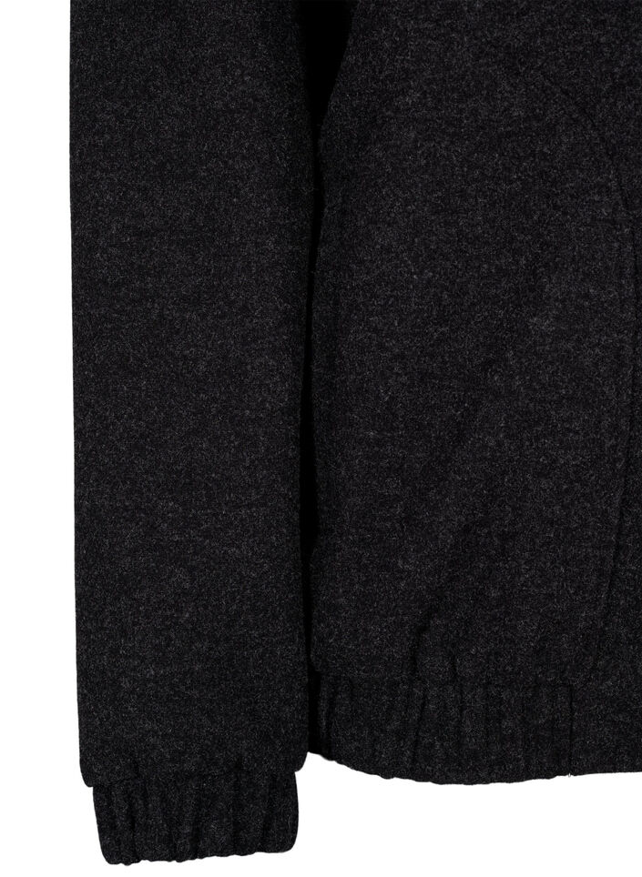 Bomberjacka i ull-look med fickor, Dark Grey Melange, Packshot image number 3