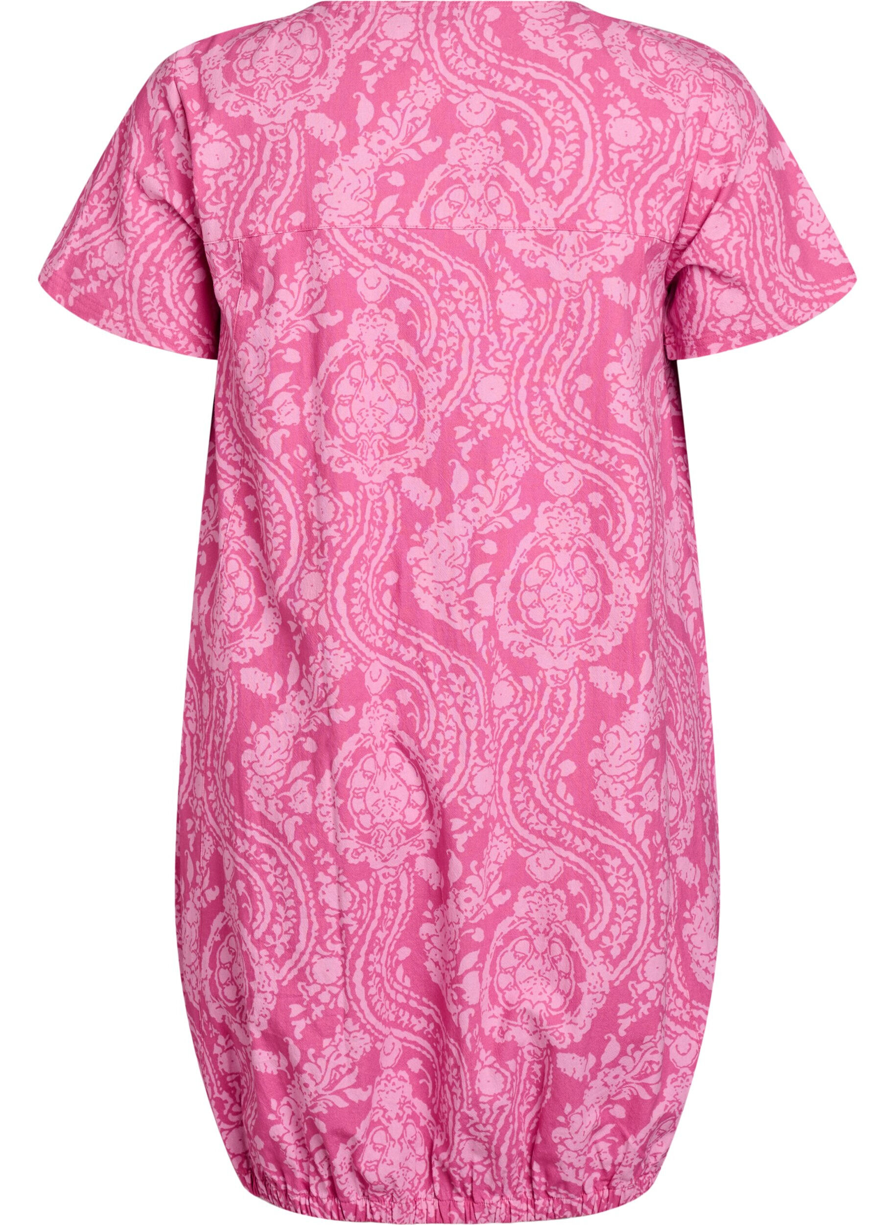 ZizziKort&auml;rmad bomullskl&auml;nning med tryck, Rosa, Packshot image number 1