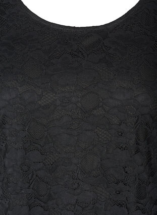 Kortärmad spetsklänning, Black, Packshot image number 2