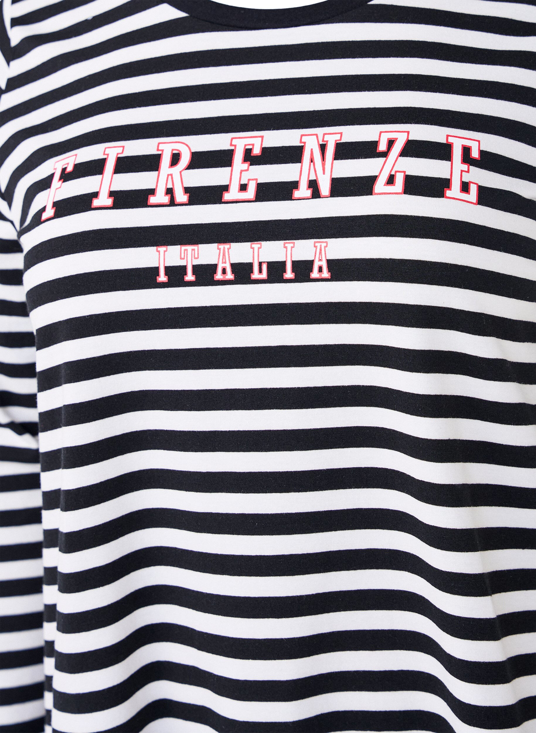 Zizzi Randig blus med motiv, White w.Black Stripe, Packshot image number 2