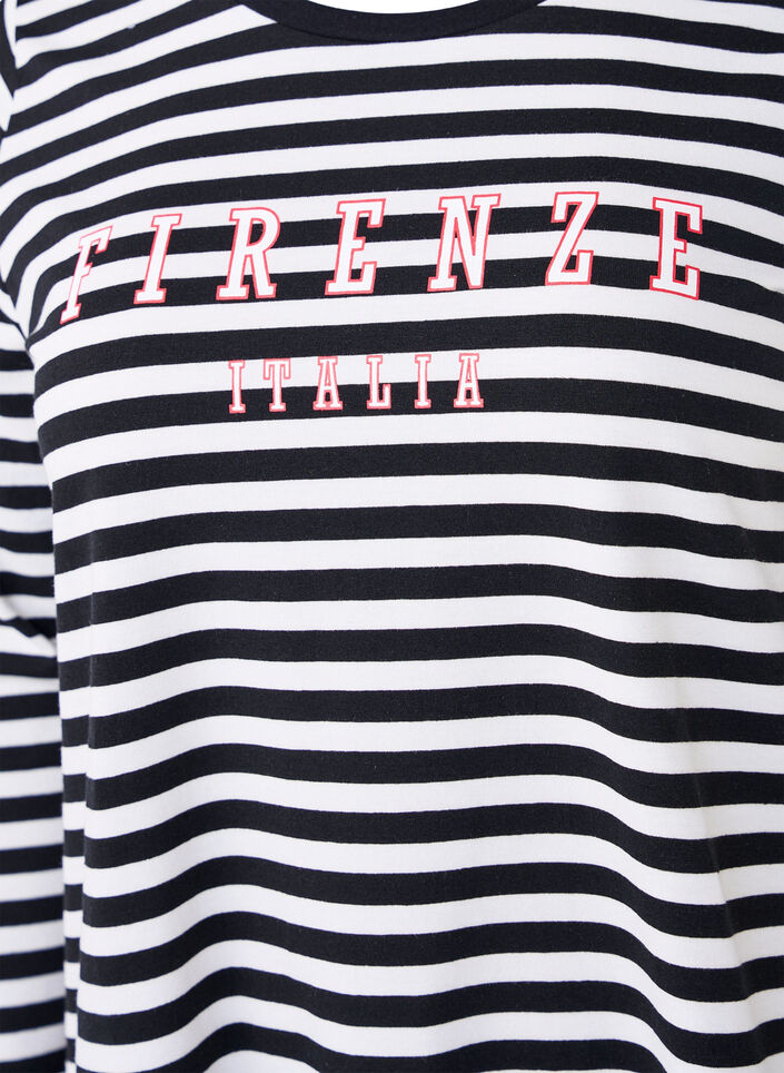 Randig blus med motiv, White w.Black Stripe, Packshot image number 2